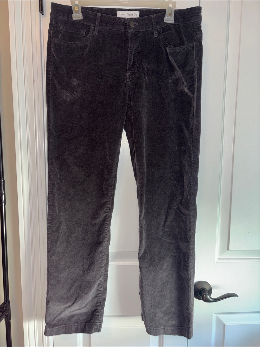 Calvin Klein Black Corduroy Straight-Leg Pants
